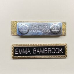 Lapel name bar black insert with magnetic bar