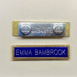 Lapel name bar blue insert with magnetic bar